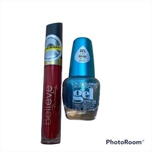 Believe Beauty Matte Liquid Lipstick & LA Colors Gel Shine Blue Nail Polish NEW